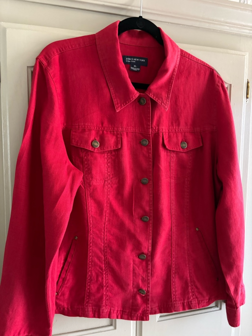 Jones New York Signature 100% Linen Red Linen Jacket | XL